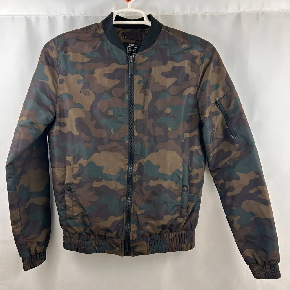 Bershka Bomber Jacket Men's S Camo Military Utility Streetwear